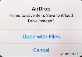 แก้ไขข้อผิดพลาดในการบันทึก AirDrop:แก้ไข ไม่สามารถบันทึกรายการ บนอุปกรณ์ iOS