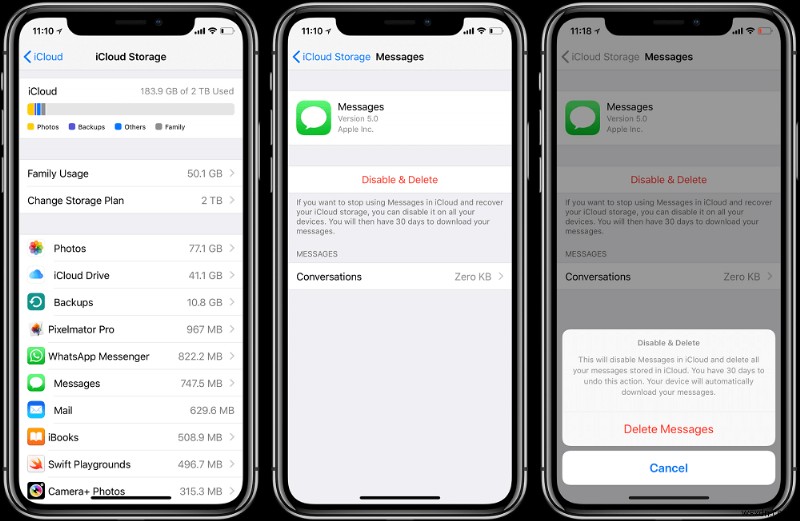 พื้นที่ iCloud ฟรี:แก้ไขข้อความมากเกินไป &เรียกคืน GB 