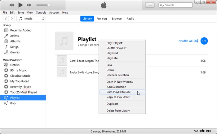เหตุใด เขียนเพลย์ลิสต์ลงดิสก์ จึงเป็นสีเทาใน iTunes และวิธีแก้ไข
