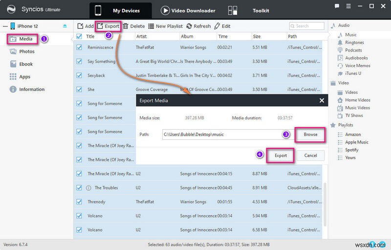 Syncios Manager:การถ่ายโอนเพลงและเพลย์ลิสต์ที่ราบรื่นสำหรับ iOS และ Android 