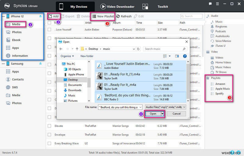 Syncios Manager:การถ่ายโอนเพลงและเพลย์ลิสต์ที่ราบรื่นสำหรับ iOS และ Android 
