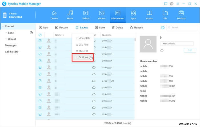 สำรอง แก้ไข และลบผู้ติดต่อ iPhone 16 ด้วย Syncios Manager – ง่ายและปลอดภัย 