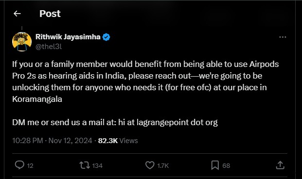 Bangalore Techies ปรับโปรแกรม Apple AirPods Pro ใหม่เพื่อช่วยเรื่องการได้ยินของคุณยาย 