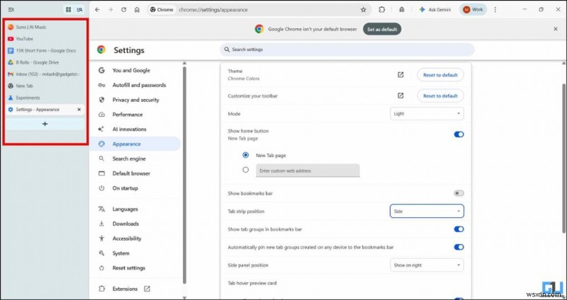 วิธีเปิดใช้งานแท็บแนวตั้งใน Google Chrome เพื่อการจัดการแท็บที่ดีขึ้น 