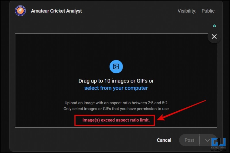 แก้ไขข้อผิดพลาดในการอัปโหลดรูปภาพในโพสต์ชุมชน YouTube (อัตราส่วน 2:5 และ 5:2) 