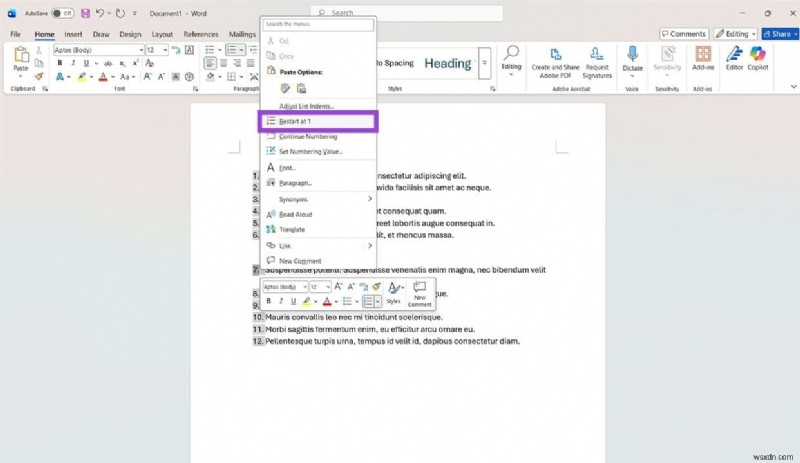วิธีรีเซ็ตหมายเลขใน Microsoft Word:4 วิธีง่าย ๆ 