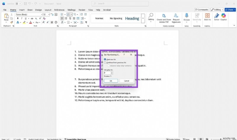 วิธีรีเซ็ตหมายเลขใน Microsoft Word:4 วิธีง่าย ๆ 