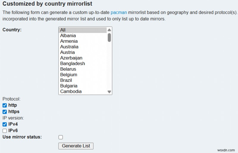 การเรียนรู้การอัปเดต Arch Linux Mirrorlist:คำแนะนำทีละขั้นตอน 