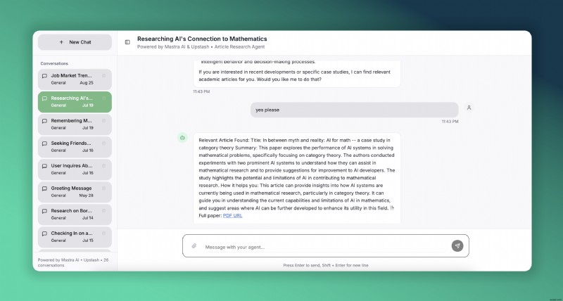 สร้างผู้ช่วยวิจัยบทความ AI ด้วย Mastra &Upstash 