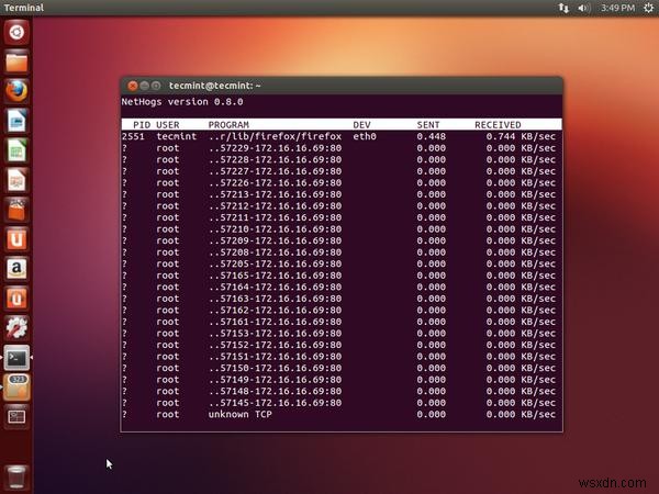 Nethogs:การตรวจสอบการรับส่งข้อมูลเครือข่ายแบบเรียลไทม์โดยกระบวนการบน Linux 