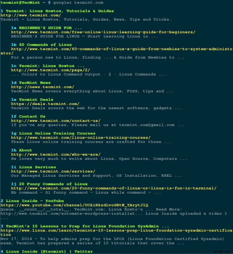 Googler:บรรทัดคำสั่ง Google Search จากเทอร์มินัล Linux ของคุณ 