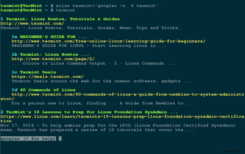 Googler:บรรทัดคำสั่ง Google Search จากเทอร์มินัล Linux ของคุณ 