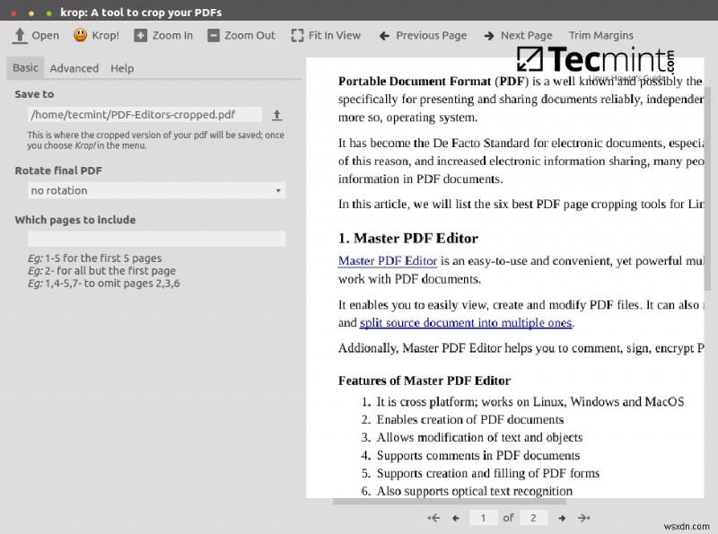 เครื่องมือครอบตัดหน้า PDF 5 อันดับแรกสำหรับ Linux:มีประสิทธิภาพ เชื่อถือได้ และฟรี 