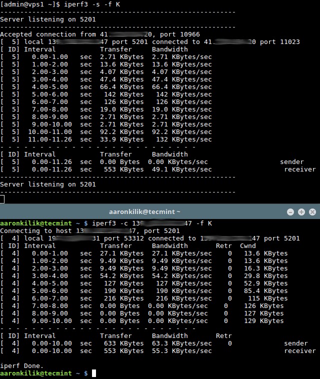 iPerf3 – ทรูพุตเครือข่ายและการทดสอบความเร็วที่แม่นยำสำหรับ Linux 