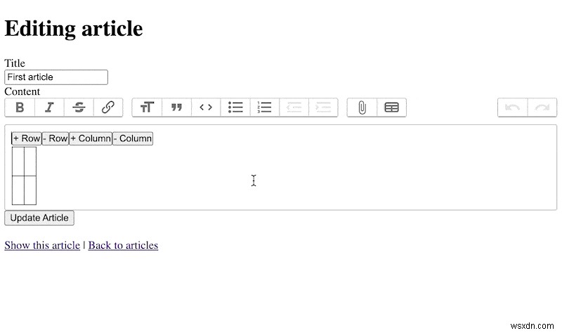 สร้างตัวแก้ไขตารางแบบไดนามิกใน Rails โดยใช้ Trix และ Turbo Frames 