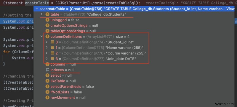 การเพิ่มคีย์หลักให้กับคำสั่ง CREATE TABLE ด้วย JSqlParser 