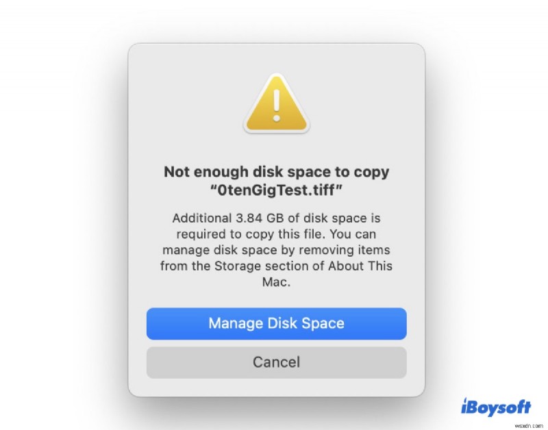 วิธีแก้ไขข้อผิดพลาด  พื้นที่ดิสก์ไม่เพียงพอ  เมื่อคัดลอกไฟล์บน Mac 