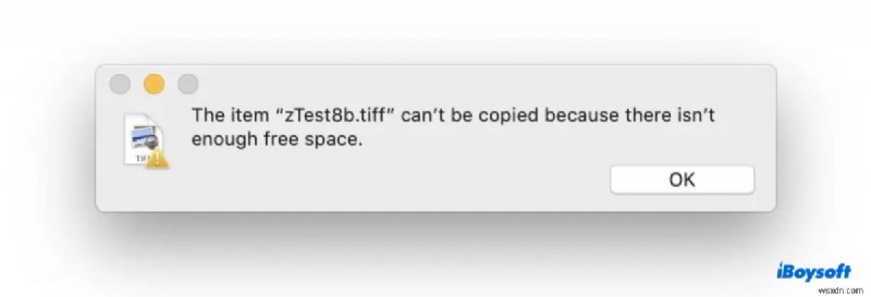 วิธีแก้ไขข้อผิดพลาด  พื้นที่ดิสก์ไม่เพียงพอ  เมื่อคัดลอกไฟล์บน Mac 