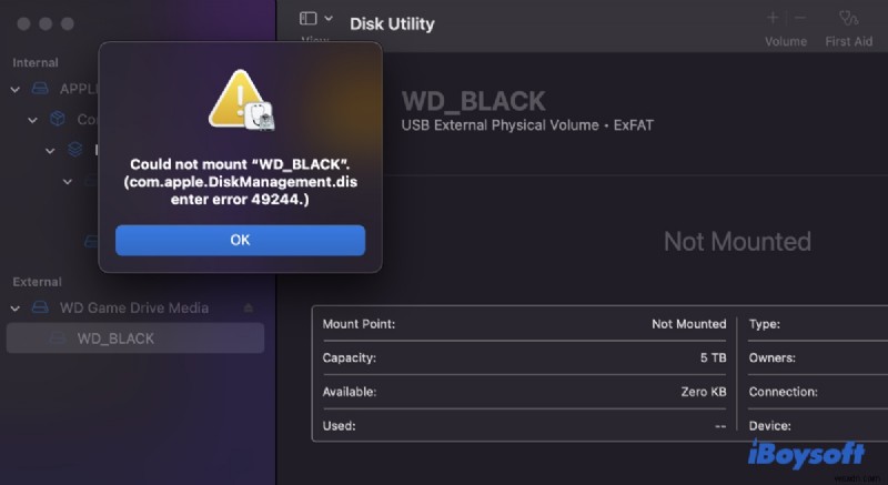 แก้ไขข้อผิดพลาด com.apple.DiskManagement.disenter 49244 บน macOS Ventura และ Sequoia