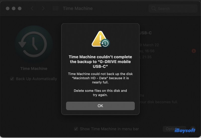 แก้ไขข้อผิดพลาด  Time Machine ไม่สามารถสำรองข้อมูลได้  บน macOS Sonoma, Ventura และ Sequoia 