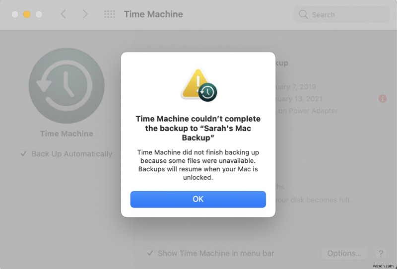 แก้ไขข้อผิดพลาด  Time Machine ไม่สามารถสำรองข้อมูลได้  บน macOS Sonoma, Ventura และ Sequoia 