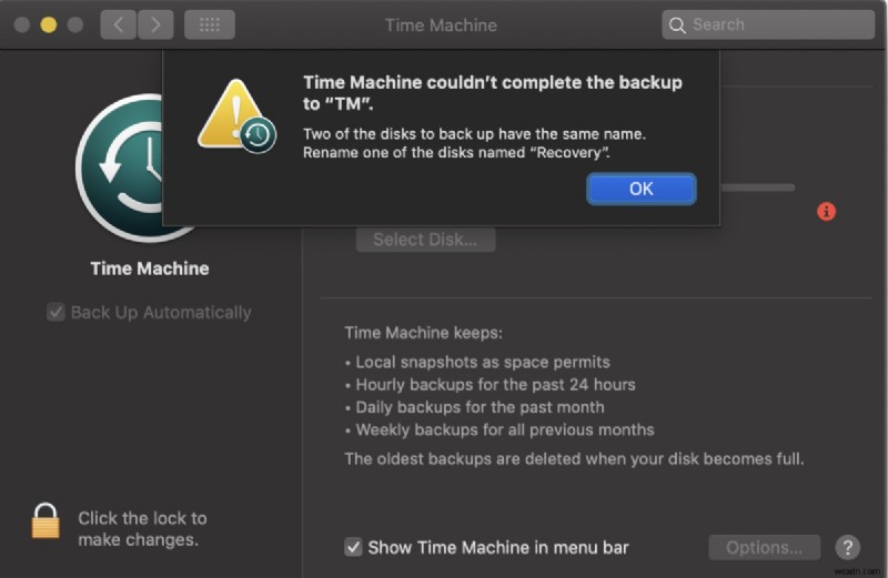 แก้ไขข้อผิดพลาด  Time Machine ไม่สามารถสำรองข้อมูลได้  บน macOS Sonoma, Ventura และ Sequoia 