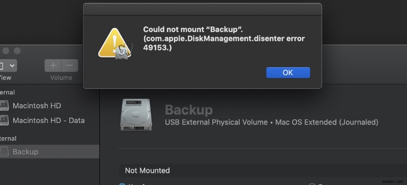 การแก้ไข com.apple.DiskManagement.disenter Error 49153 บน macOS:คำแนะนำทีละขั้นตอน 