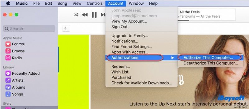 แก้ไข iTunes และ Apple Music:แก้ไขข้อผิดพลาด  คอมพิวเตอร์เครื่องนี้ไม่ได้รับอนุญาต  