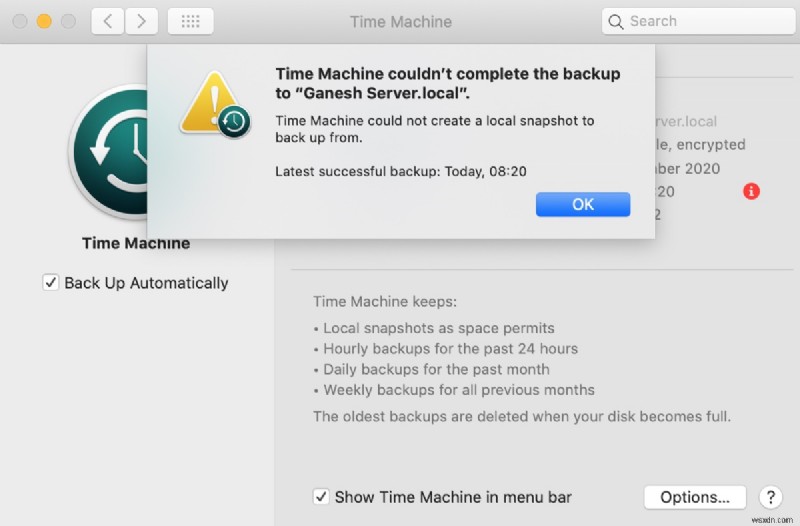 วิธีแก้ไขข้อผิดพลาดในการสร้าง Time Machine Local Snapshot บน macOS 