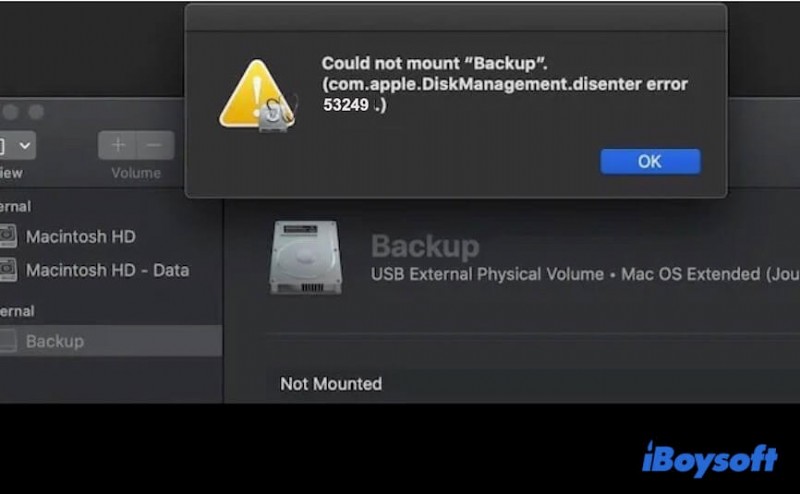 วิธีแก้ไข com.apple.diskmanagement.disenter Error 53249 บน Mac 