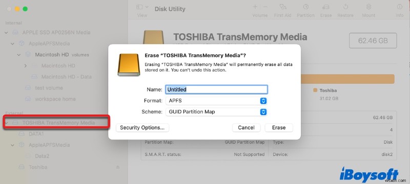 วิธีแก้ไขข้อผิดพลาด  ปัญหาที่พบในแผนที่พาร์ติชัน  ใน Disk Utility 