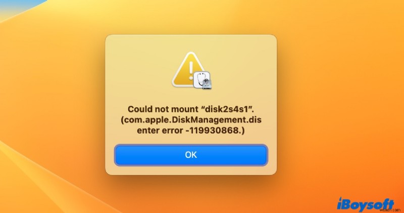 การแก้ไขข้อผิดพลาด com.apple.DiskManagement.disenter (-119930868 / -119930872) บน macOS 