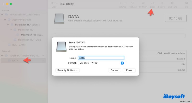 คำแนะนำทีละขั้นตอน:การฟอร์แมตไดรฟ์ USB เป็น FAT32 บน MacBook Air, Pro และ Desktop Mac 