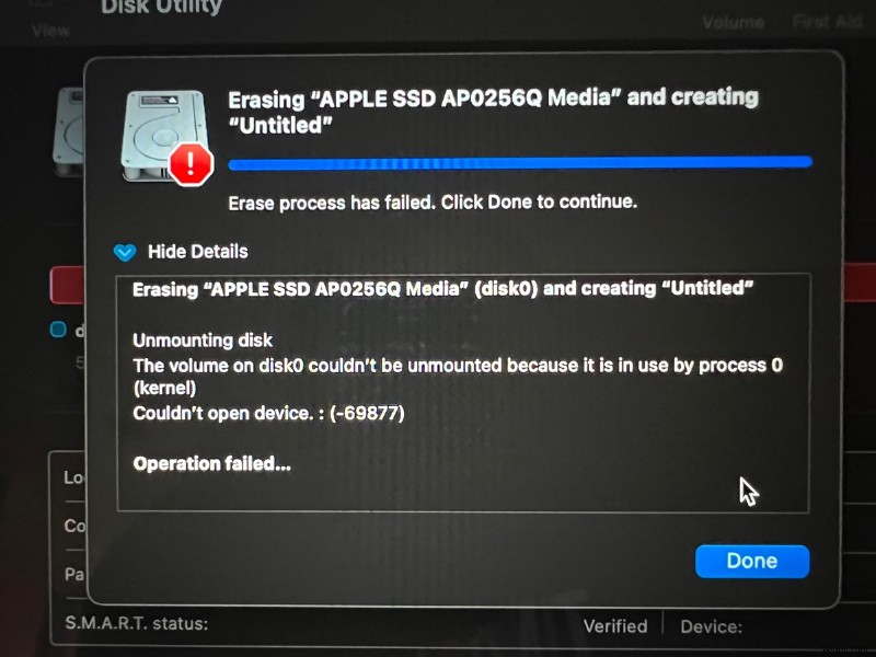 วิธีแก้ไขข้อผิดพลาด  กระบวนการลบล้มเหลว  บน Mac Drives 