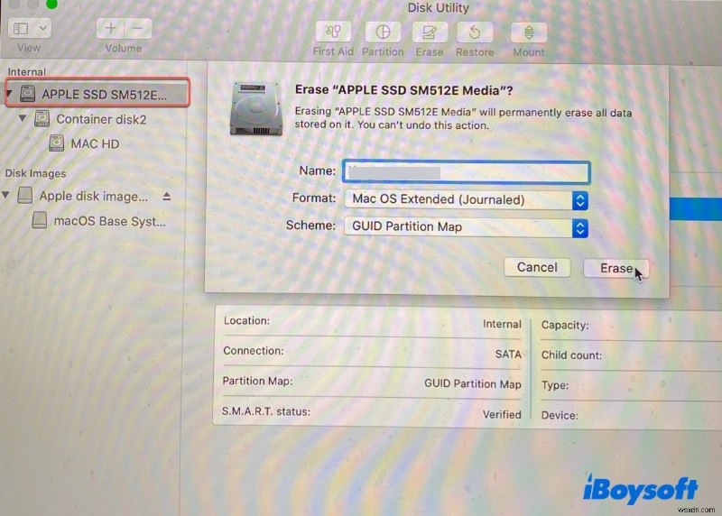 วิธีแก้ไขข้อผิดพลาด  กระบวนการลบล้มเหลว  บน Mac Drives 