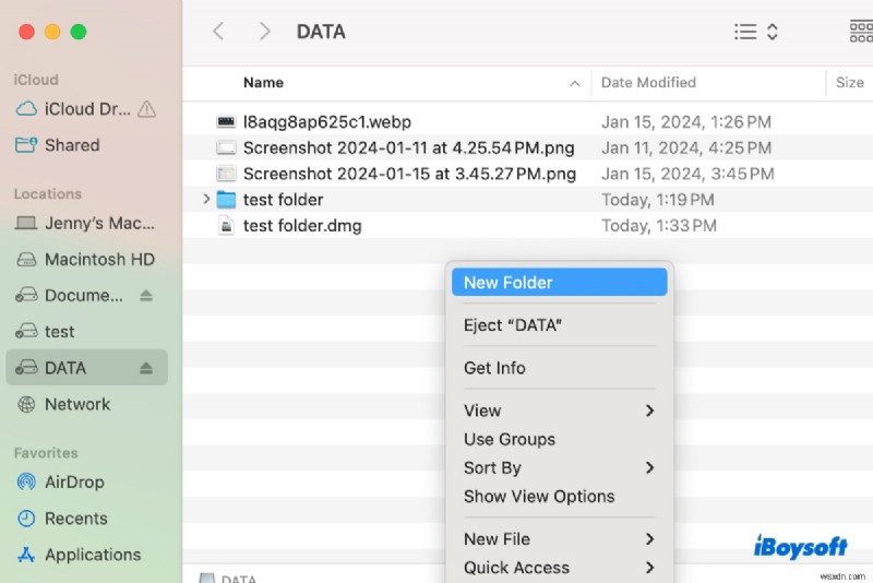 สร้างโฟลเดอร์ใหม่บนฮาร์ดไดรฟ์ภายนอก (USB) บน Mac – คำแนะนำทีละขั้นตอน 