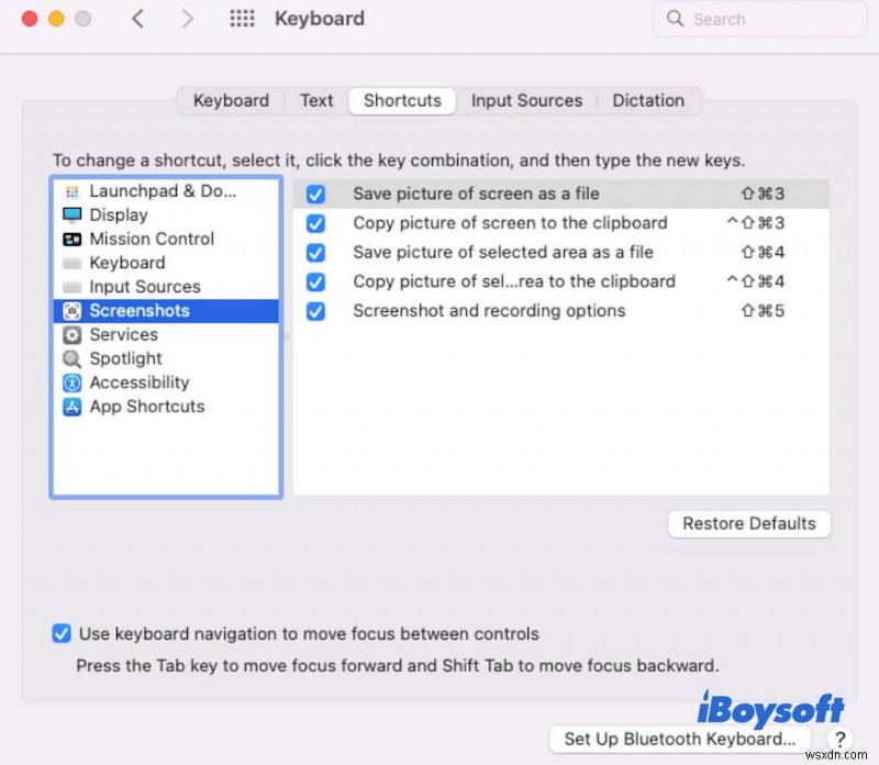 วิธีคืนค่าทางลัดภาพหน้าจอ Command+Shift+4 บน Mac 