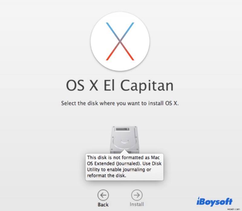 แก้ไขข้อผิดพลาด  ดิสก์ไม่ได้จัดรูปแบบเป็น Mac OS Extended (Journaled)  เมื่อติดตั้ง macOS ใหม่ 