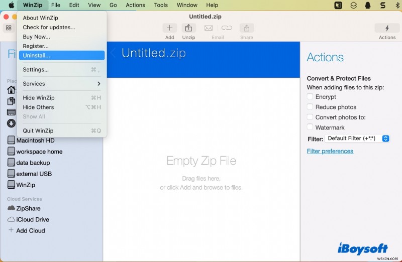 วิธีถอนการติดตั้ง WinZip จาก Mac ของคุณ—3 วิธีที่ได้รับการพิสูจน์แล้ว