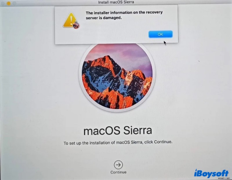 แก้ไขข้อผิดพลาดในการติดตั้ง macOS ใหม่ ข้อมูลตัวติดตั้งบนเซิร์ฟเวอร์การกู้คืนเสียหาย
