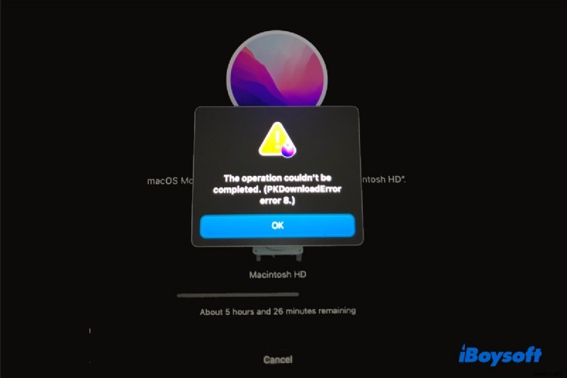 วิธีแก้ไขปัญหาการติดตั้ง macOS  PKDownloadError 8  