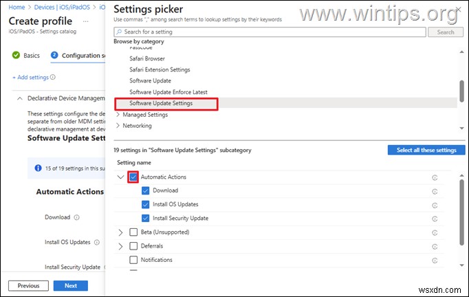 คำแนะนำทีละขั้นตอนในการตั้งค่านโยบายการอัปเดต DDM สำหรับอุปกรณ์ iOS ใน Microsoft Intune