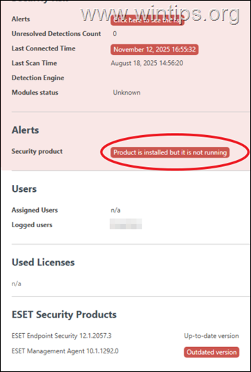 แก้ไขข้อผิดพลาด ผลิตภัณฑ์ได้รับการติดตั้งแต่ไม่ทำงาน ใน ESET Protect Console - คู่มือการแก้ไขด่วน