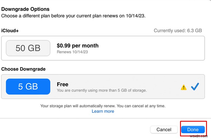 ดาวน์เกรดหรือยกเลิกแผนพื้นที่จัดเก็บข้อมูล iCloud ของคุณได้อย่างง่ายดาย:คำแนะนำทีละขั้นตอน 