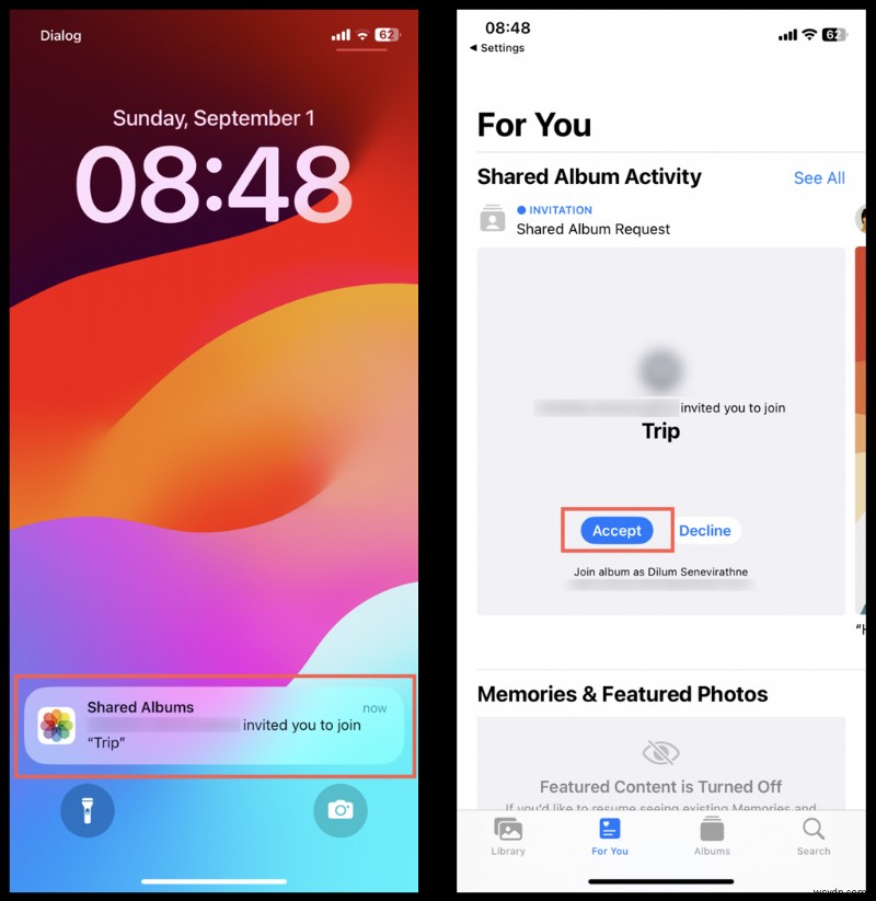 การยอมรับคำเชิญอัลบั้ม iCloud ที่แชร์บน iPhone:คู่มือฉบับย่อ 