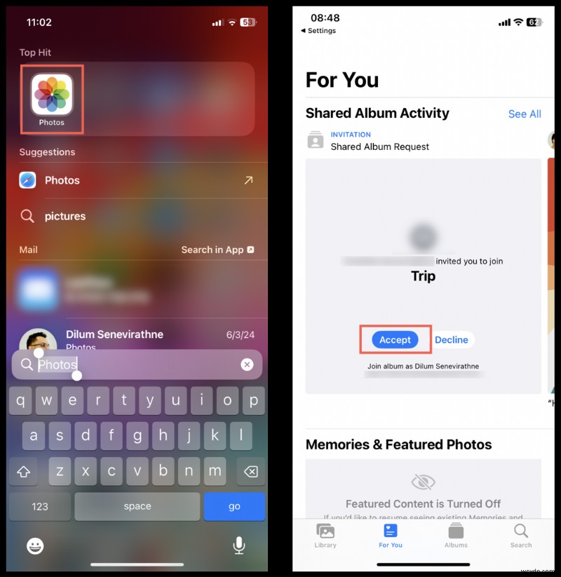 การยอมรับคำเชิญอัลบั้ม iCloud ที่แชร์บน iPhone:คู่มือฉบับย่อ 