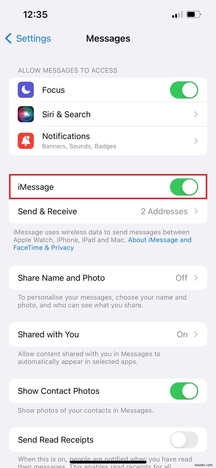 แก้ไขข้อผิดพลาด  หมายเลขโทรศัพท์ไม่ได้ลงทะเบียนกับ iMessage  บน iPhone 