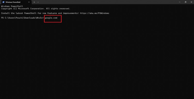 ทำการค้นหา WHOIS บน Windows โดยใช้ Command Prompt 