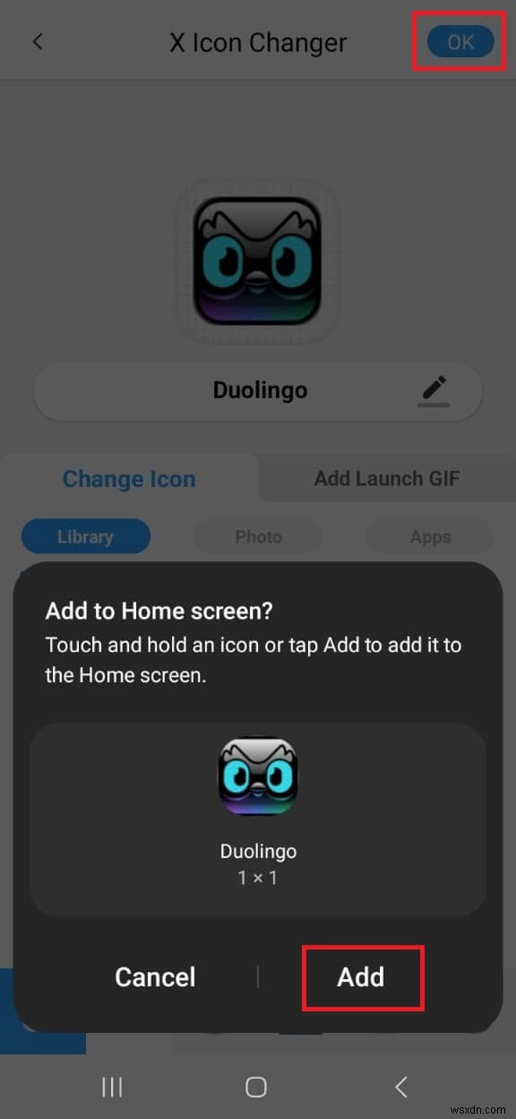 คำแนะนำทีละขั้นตอนในการปรับแต่งไอคอนแอป Duolingo บน Android 