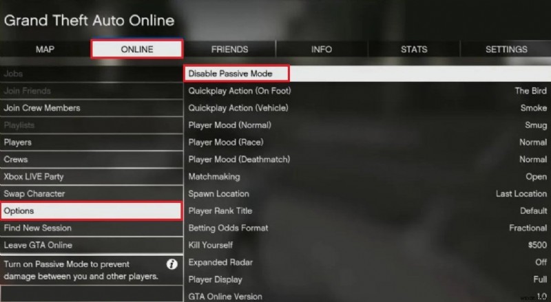 ปิดการใช้งานโหมด GTA V Passive บนพีซี, Xbox และ PlayStation 